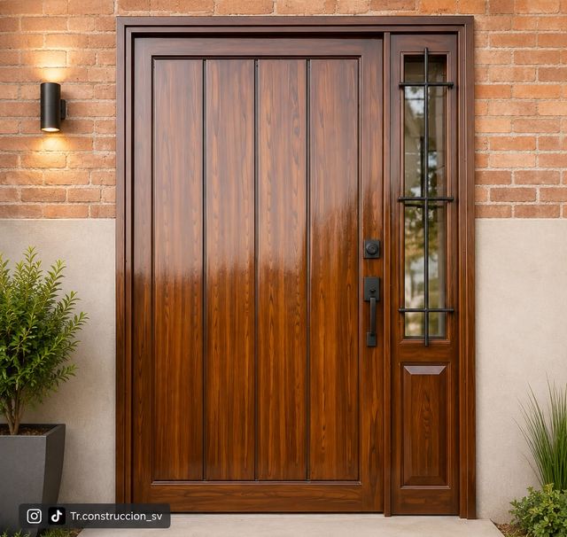 Madera con laterales — Hoja de madera con dos laterales fijos de vidrio