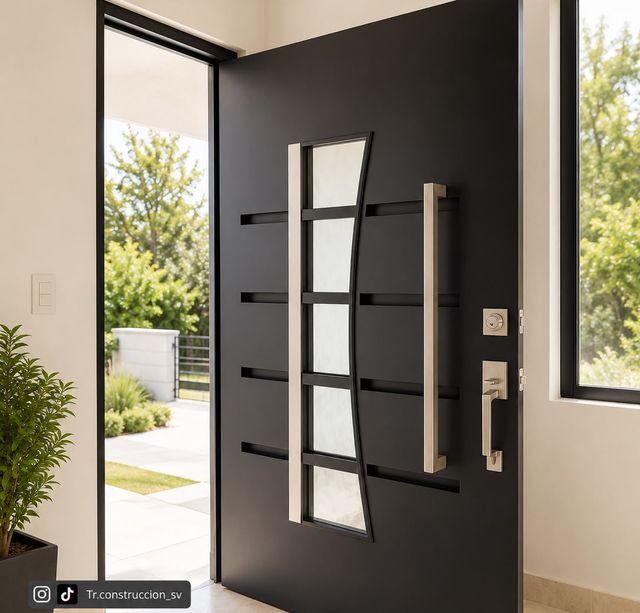 Pivotante de franjas — Hoja pivotante con franjas de inox escalonadas