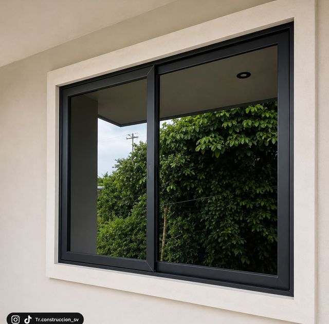 Ventana corrediza — Ventanería en aluminio con marco negro